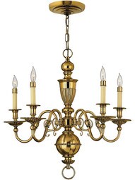 Cambridge 5 Light Chandelier in Solid Brass